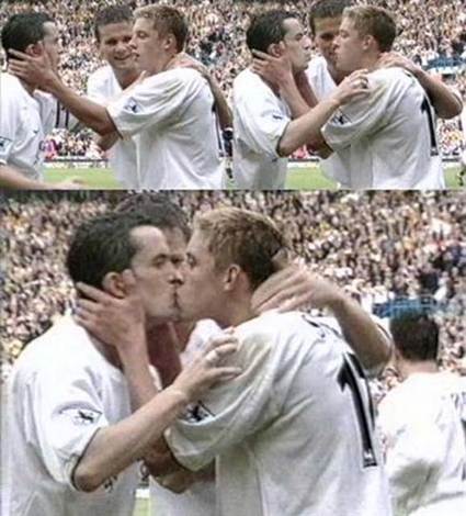kissing scene in football