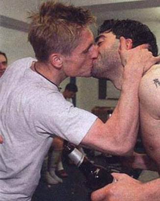 kissing scene in football, funny kissing scene in football