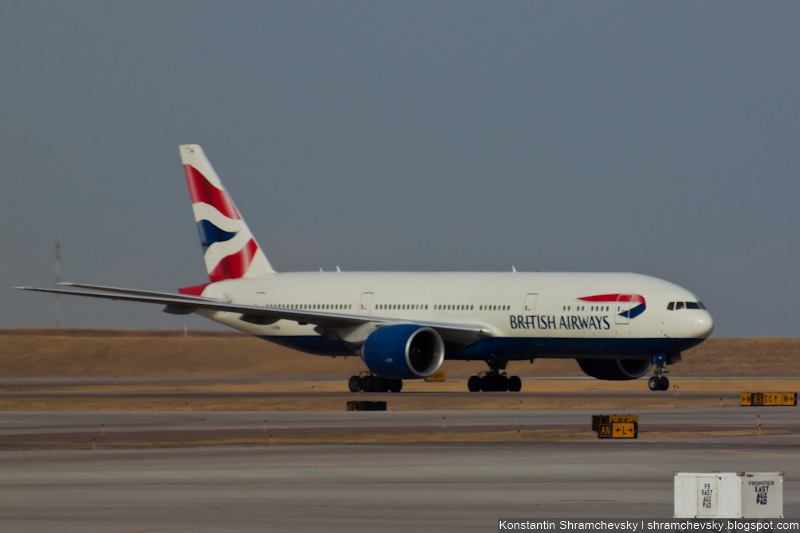 USA Colorado Denver International Airport British Airways Boeing 777-200ER G-VIIW США Колорадо Денвер Международный Аэропорт Британские Авиалинии Бритиш Эйрвейз Боинг 777-200ЕР