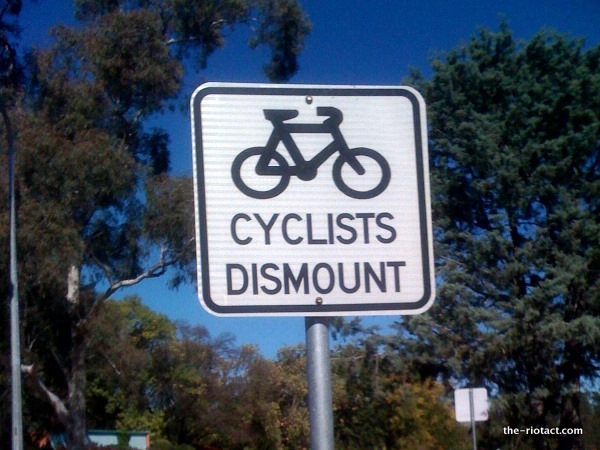 cyclists dismount