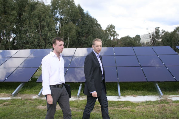 simon corbell with solar panels