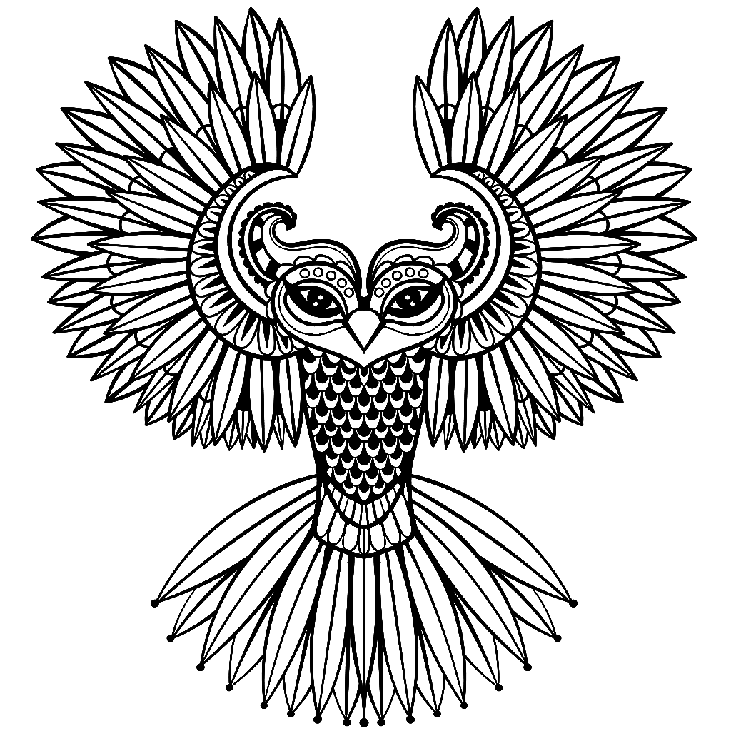 Сова с крыльями раскраска