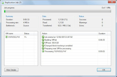 Verificacin de trabajo de rplica de mquina virtual VMware vSphere Hypervisor ESXi con Veeam Backup & Replication
