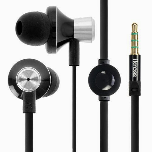  iKross In-Ear 3.5mm Noise-Isolation Stereo Earphones With Handsfree Microphone Headset- Metallic Black for Samsung Galaxy Proclaim S720C