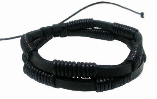  (RTB032) Black Retro Zen Bracelet / Leather Bracelet / Leather Wristband / Surf Bracelet / Tribal Bracelet / Hemp Bracelet Adjustable Size, for Men, Women, Ladies, Boys, Girls and Teen