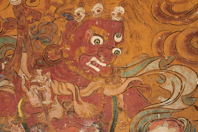Colourful mural inside Tamshing Monastery, Bhutan