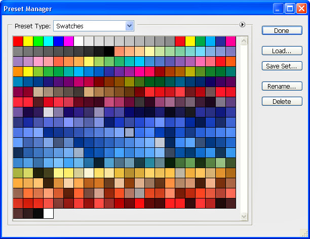 Preset manager Swatches