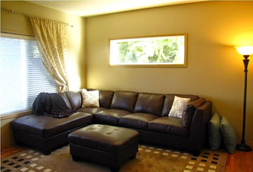 pictures of living room with brown sofa