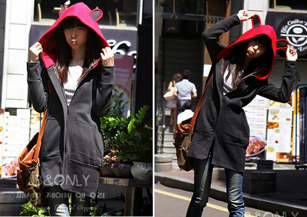 hitam, merah, bunny red grey, fleece, Hoodie, hoodie korea murah, korea, murah, warna, Pre Order, fashion korea, hoodie lucu