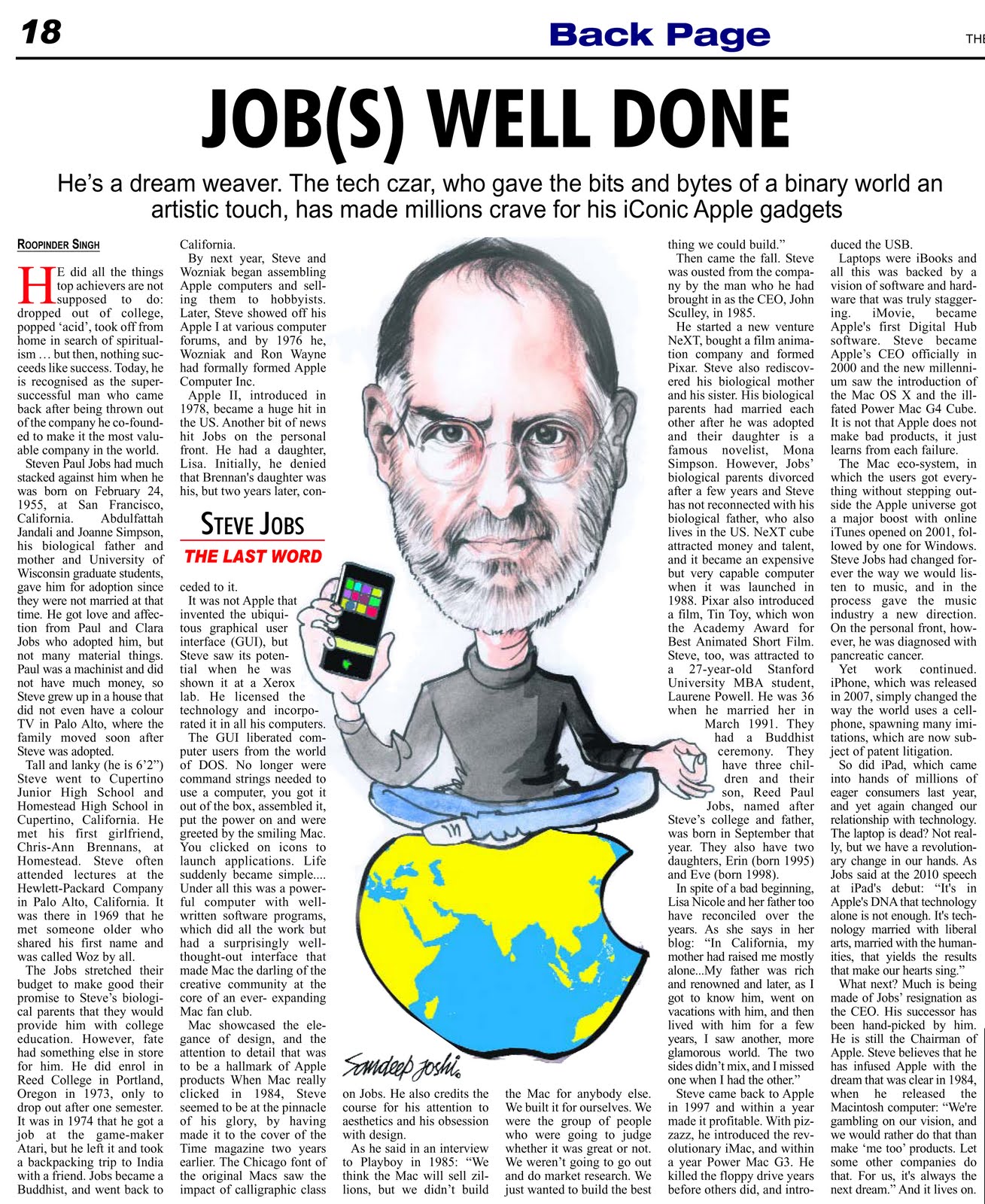 The Last Word column on Steve Jobs published in The Tribune on Monday, August 29, 2011