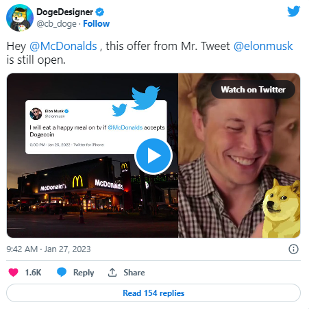 Илон Маск потратил бы Dogecoin в McDonald’s