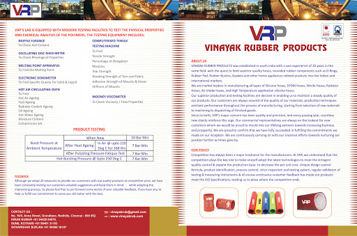 Vinayak Rubber Products Silicone Hoses,EPDM Hoses Manufacturers & Suppliers in Chennai, Anna Street, Ranga Garden, Redhills, Chennai, Tamil Nadu 600052, India, Hose_Supplier, state TN