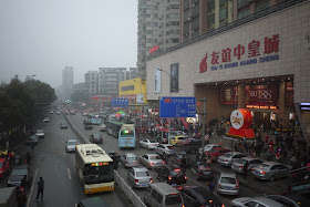 busy street and department store in Chenzhou