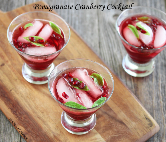 overhead photo of Pomegranate Cranberry Cocktails