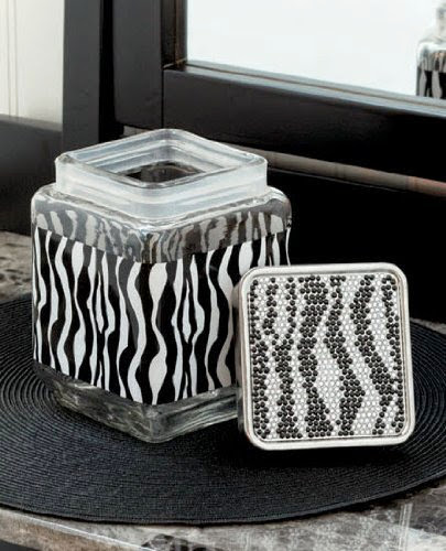  Decorative Glass Zebra Storage Jar - Organize Makeup Brushes