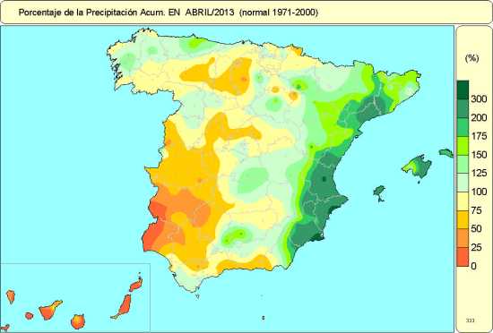 AEMET, abril de 2013 en España. Normal en precipitaciones, algo cálido en temperaturas