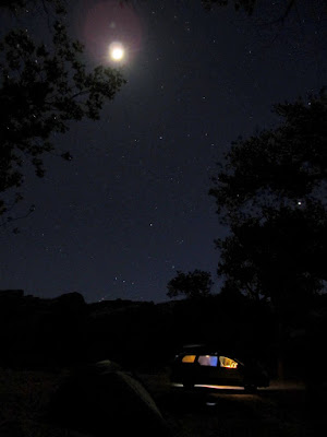 My tent and Dave's minivan under the night sky