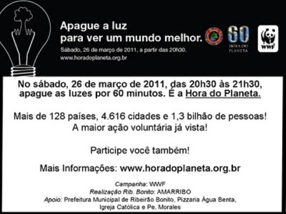 Cidade | Ribeirão Bonito adere à "Hora do Planeta"