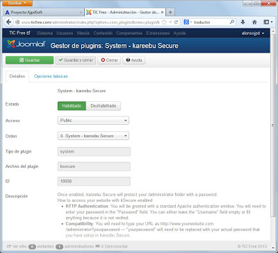 Proteger acceso administracin de Joomla! con Kareebu Secure