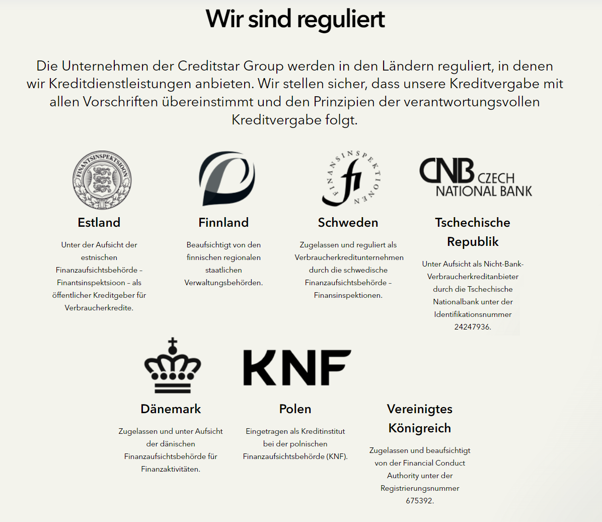 Die Creditstar Group ist in sieben Ländern reguliert und bietet transparenten Einblick in die geprüften Geschäftsberichte. 