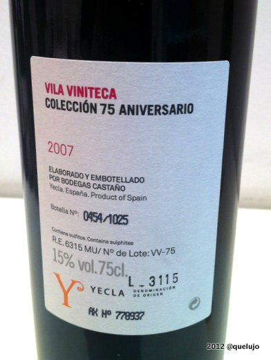 Vino Ramón Castaño 2007. Bodegas Castaño (Denominación de Origen Yecla).