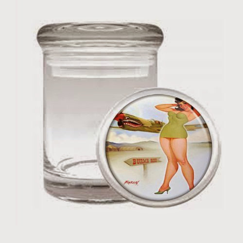  Pin Up Girl Cartoon Airplane Odorless Air Tight Medical Glass Jar D-027