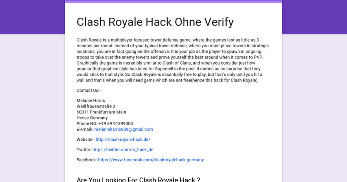 Clash Royale Hack Ohne Verify - 