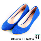ORiental TRaffic-甜美糖果色系素面跟鞋-藍色