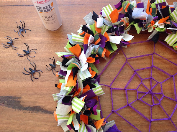 Spider Web Halloween Fabric Wreath Tutorial by Rhapsody and Thread
