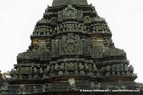 Moss covered carvings at the Doddagaddavalli Hoysala Temple