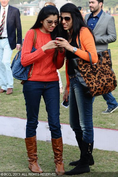 Divya and Neha during the Law & Justice Polo Match, held at Jaipur Polo Grounds on February 02, 2013.