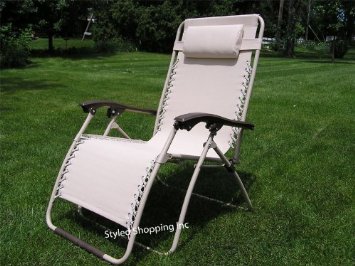 Extra Wide Beige Patio Recliner Folding Lounge Chair 2013 Best