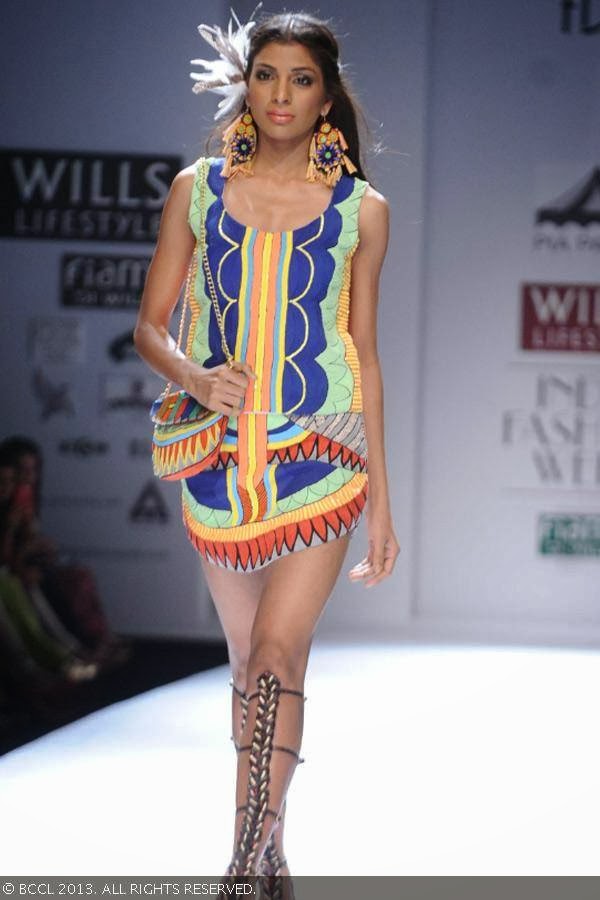 Donna walks the ramp for fashion designer Pia Pauro on Day 2 of the Wills Lifestyle India Fashion Week (WIFW) Spring/Summer 2014, held in Delhi.
