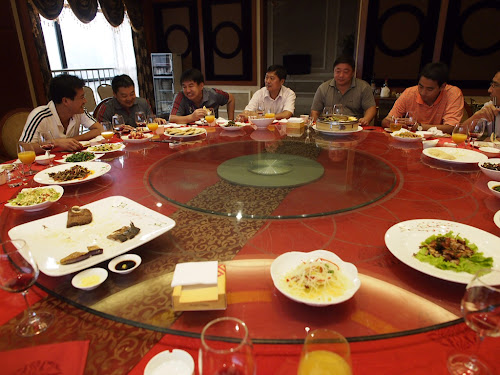 The table with the largest Lazy Susan I'd ever seen.