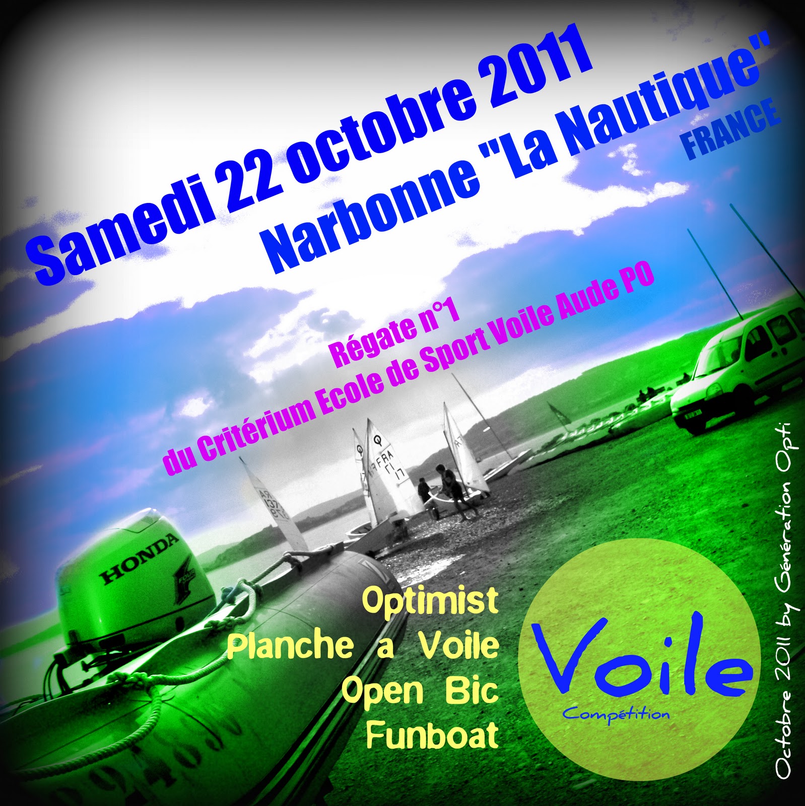 Voile optimist compétition generation opti aude 11 Narbonne régate