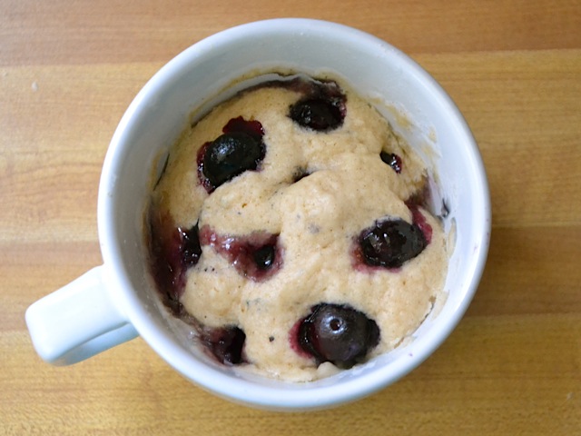 Cooked blueberry mug muffin