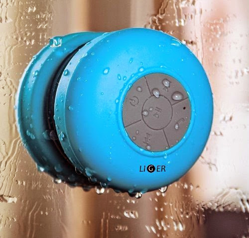  Liger® Waterproof Wireless Bluetooth Shower Speaker  &  Hands-Free Speakerphone Compatible with all Bluetooth Devices, Apple iPhone 5/5S/5C Siri and All Android devices (Blue)