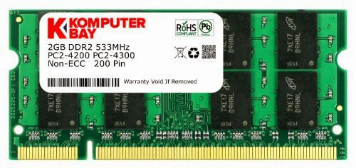  Komputerbay 2GB DDR2 533MHz PC2-4200 PC2-4300 DDR2 533 (200 PIN) SODIMM Laptop Memory