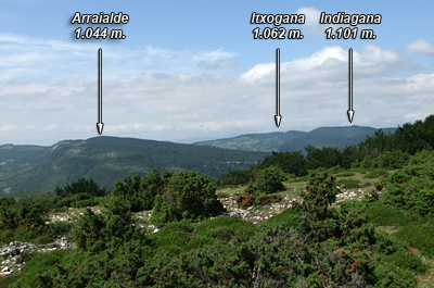 Arraialde, Indiagana e Itxogana vistos desde San Kristobal