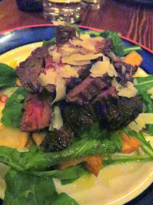 Firehouse Restaurant, wood grilled hanger steak with crispy potatoes, arugula and grana padano