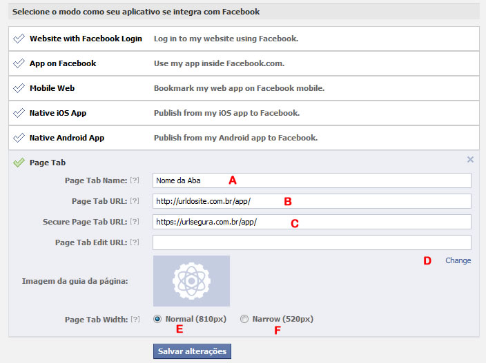 App Facebook para pages