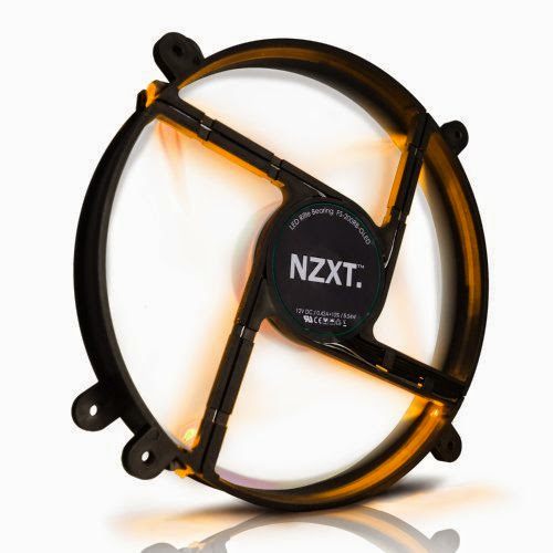  NZXT Technologies FS-200LED Orange 200MM Silent 700 rpm LED Fan with On/Off Switch
