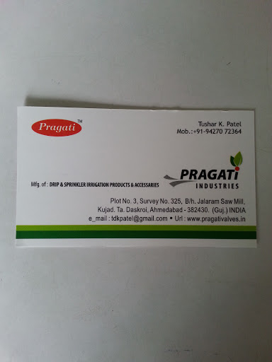 Pragati Industries, Plot No. 3, Survey No .325, B/h, Jalaram Saw Mill,, Kujad.Ta.Daskroi,Ahmedabad, Ahmedabad, Gujarat 382430, India, Lawn_Sprinkler_System_Contractor, state GJ