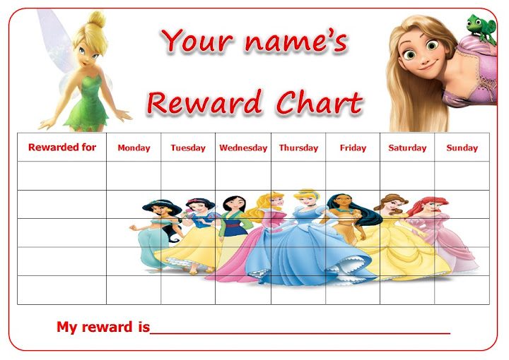 Princess Reward Charts To Print