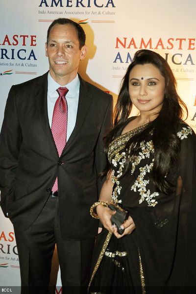 US Consul General Peter Haas poses with B'wood actress Rani Mukerji during 'Namaste America' event, held in Mumbai on January 21, 2013. (Pic: Viral Bhayani)