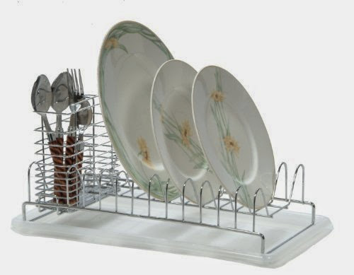  Compact Dish Rack W/flatware Holder  &  Plastic Tray. #66-611