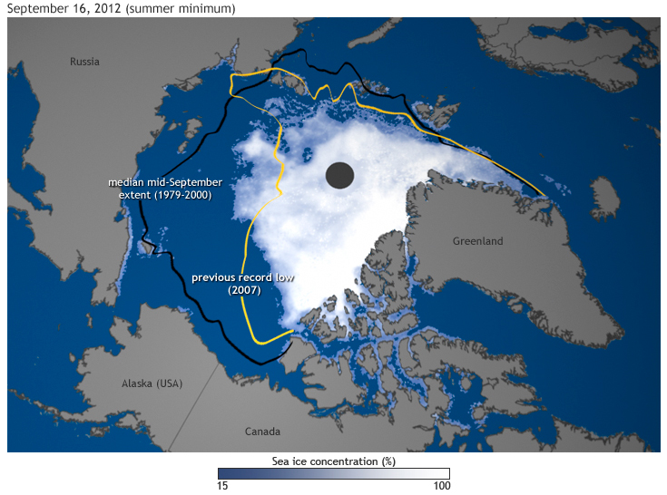 La superficie de la Banquisa Ártica marca un nuevo mínimo histórico el 16-09-2012. Pulveriza el anterior registro 