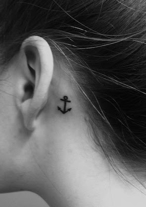 Small Cross Tattoo Behind Ear