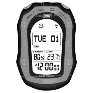  Pyle - Weather Station with Weather Forecast, 58 World Time, Temp, Altimeter, Barometer, Digital Compass (Black Color)