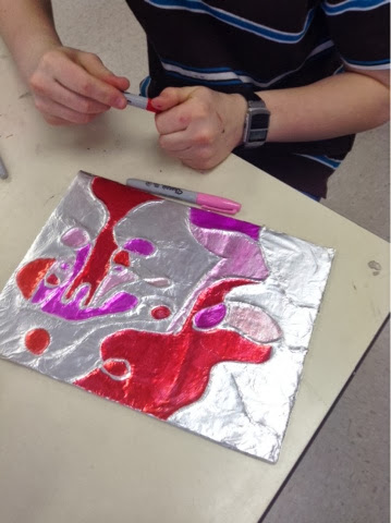 Art at Becker Middle School: Tin Foil Line Relief